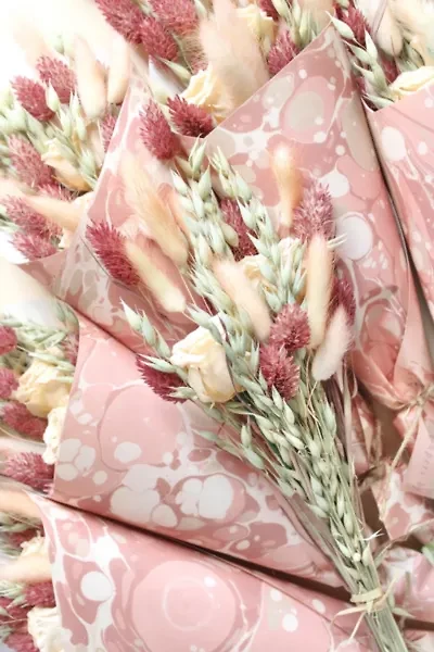 Roxanne’s Dried Flowers Pink Marble Bouquet