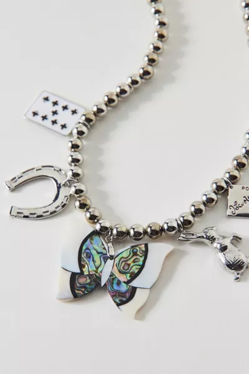 Vintage By The Sage Vintage Beaded Butterfly Charm Necklace