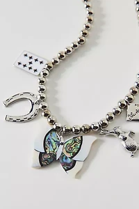 Vintage By The Sage Vintage Beaded Butterfly Charm Necklace