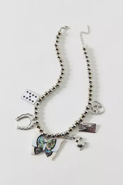 Vintage By The Sage Vintage Beaded Butterfly Charm Necklace