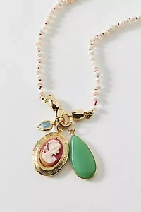 Vintage By The Sage Vintage Beaded Cameo Charm Necklace