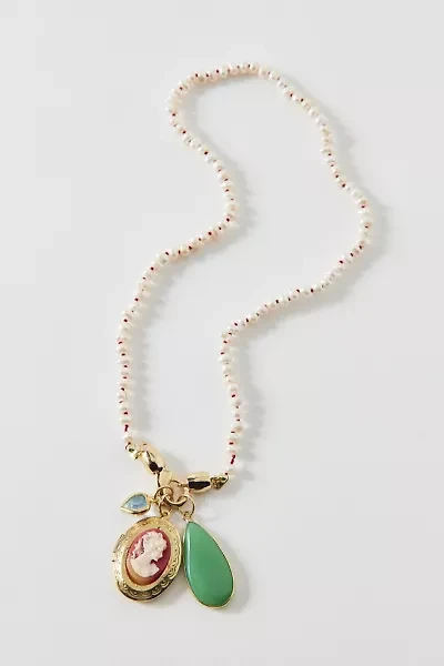 Vintage By The Sage Vintage Beaded Cameo Charm Necklace