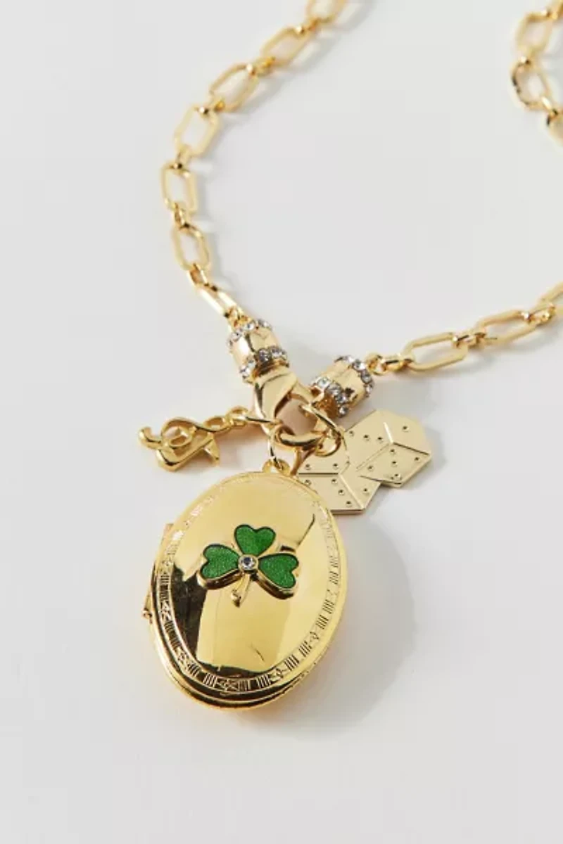 Vintage By The Sage Vintage Lucky Clover Beaded Charm Necklace