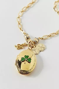 Vintage By The Sage Vintage Lucky Clover Beaded Charm Necklace