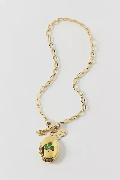 Vintage By The Sage Vintage Lucky Clover Beaded Charm Necklace