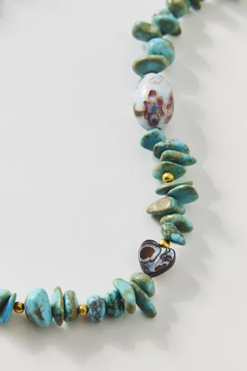 Vintage By The Sage Vintage Beaded Blues Stone Necklace