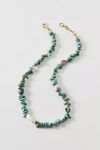 Vintage By The Sage Vintage Beaded Blues Stone Necklace