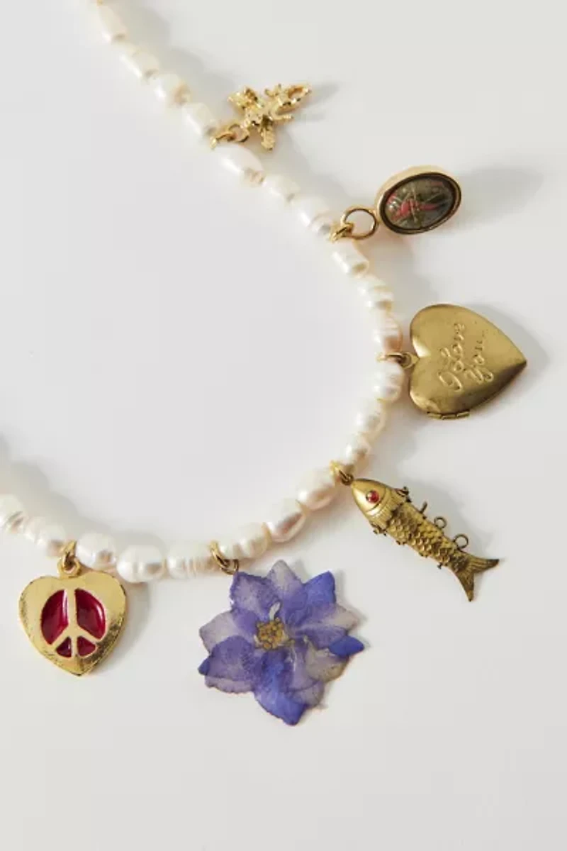 Vintage By The Sage Vintage Forget Me Not Beaded Charm Necklace