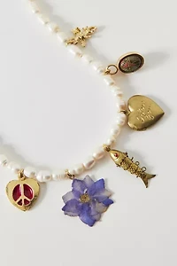 Vintage By The Sage Vintage Forget Me Not Beaded Charm Necklace