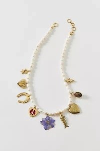 Vintage By The Sage Vintage Forget Me Not Beaded Charm Necklace