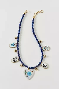 Vintage By The Sage Vintage Shades Of Blues Beaded Charm Necklace