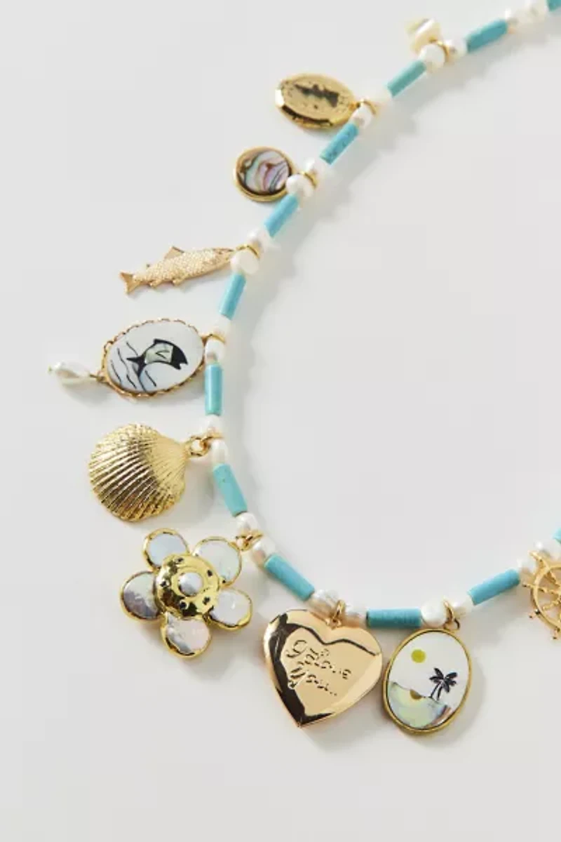 Vintage By The Sage Vintage Seaside Beaded Charm Necklace
