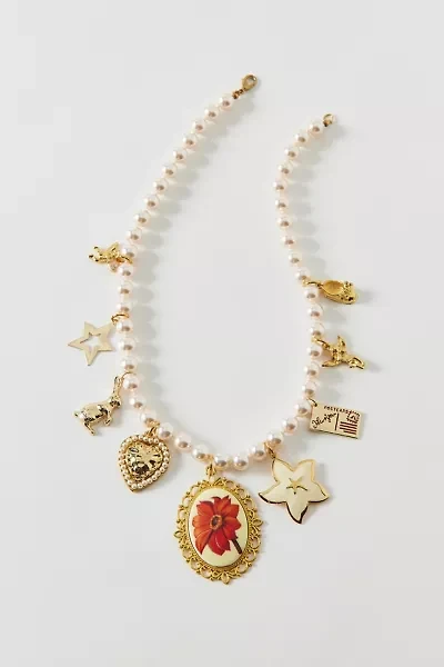 Vintage By The Sage Vintage Pretty Poppies Beaded Charm Necklace
