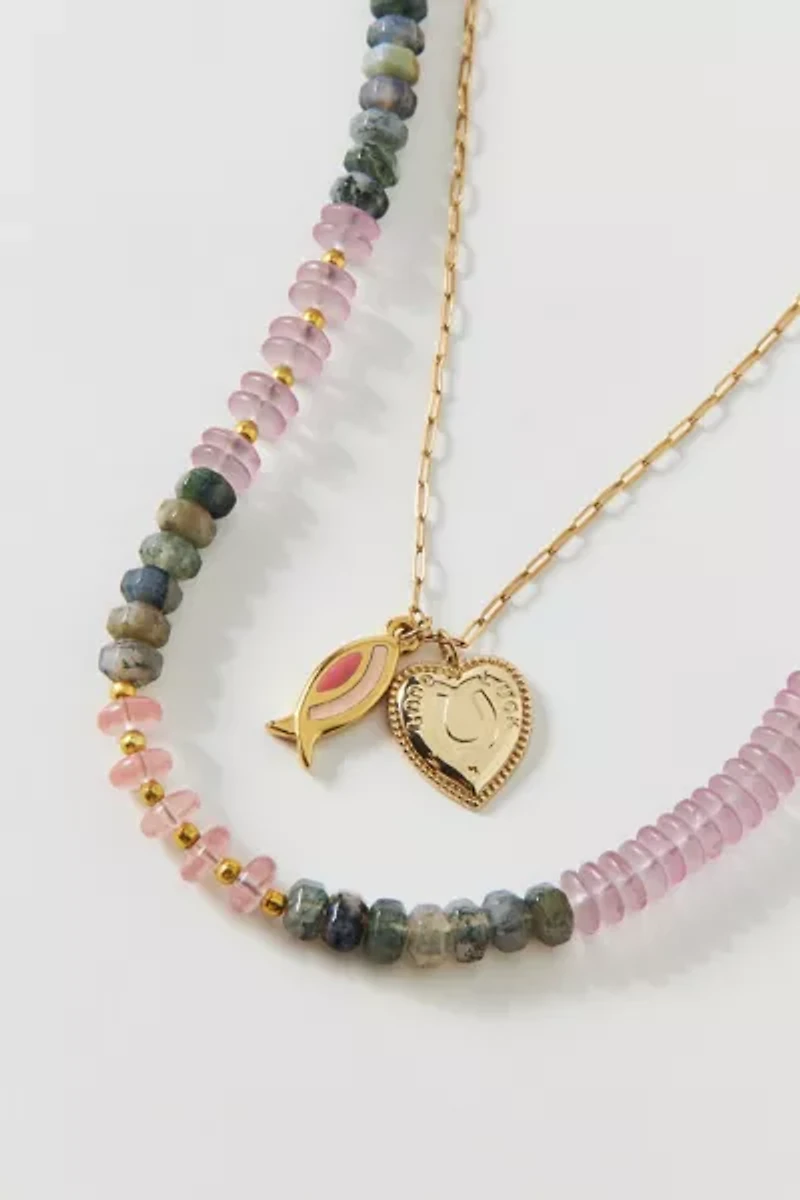 Vintage By The Sage Vintage Charm + Blushed Beaded Layered Necklace