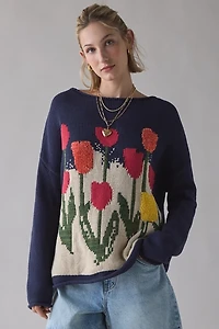 BDG Reagen Tulip Graphic Oversized Rollneck Sweater