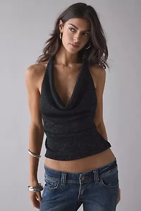 UO Cougar Strappy Open-Back Cowl Neck Halter Top
