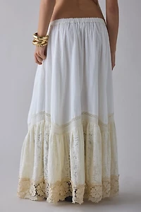 Kimchi Blue Love Notes Tiered Lace Trim Maxi Skirt