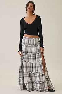 BDG Sadie Cotton Tiered Maxi Skirt