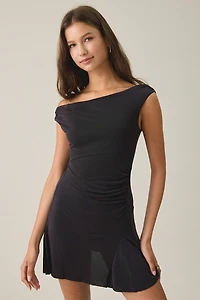 BDG Fia Semi-Sheer Jersey knit Off-The-Shoulder Mini Dress