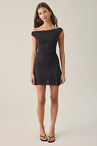BDG Fia Semi-Sheer Jersey knit Off-The-Shoulder Mini Dress