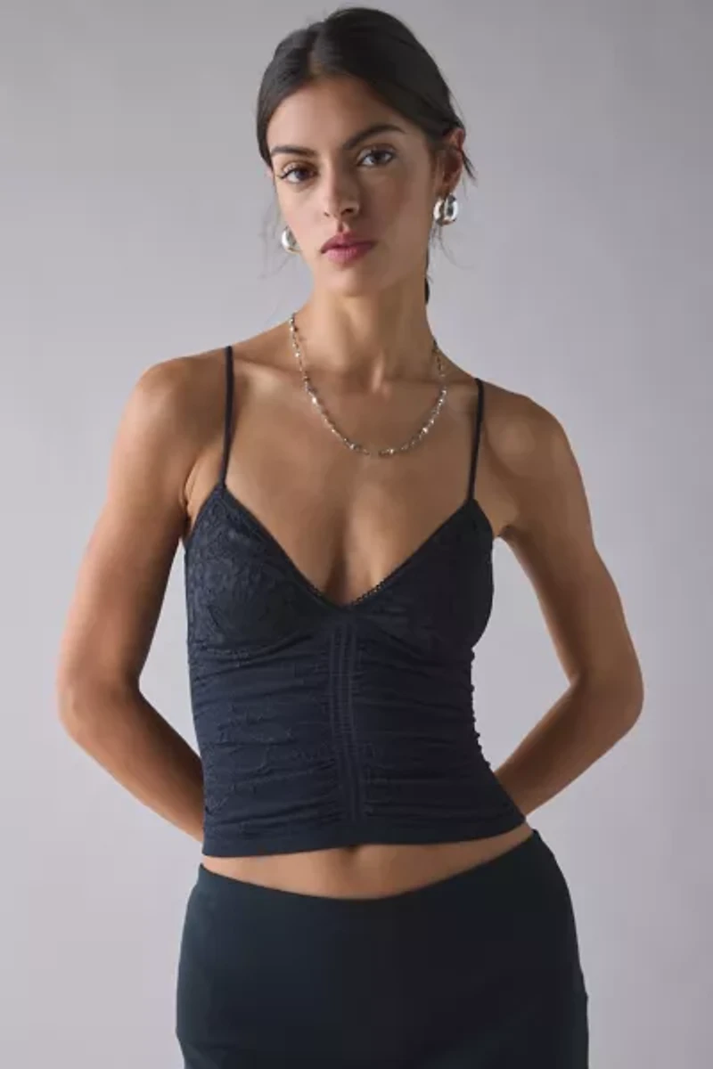 Out From Under Tula Seamless Knit Lace Trim Cropped Cami