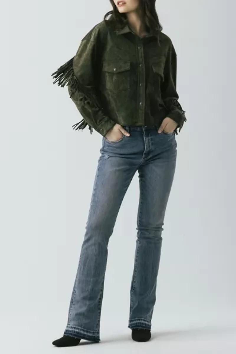 BLANKNYC Kale Chips Fringe Faux Suede Jacket