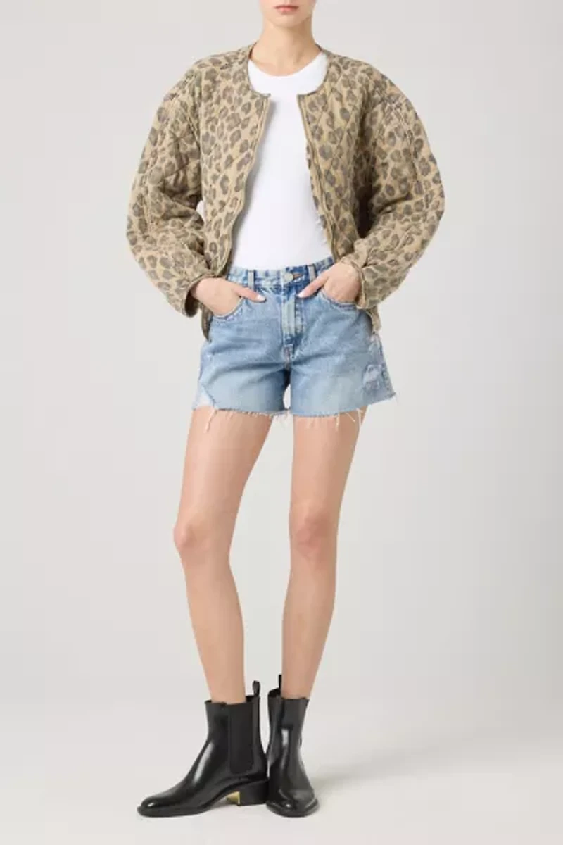 BLANKNYC Spot On Leopard Print Quilted Bomber Jacket