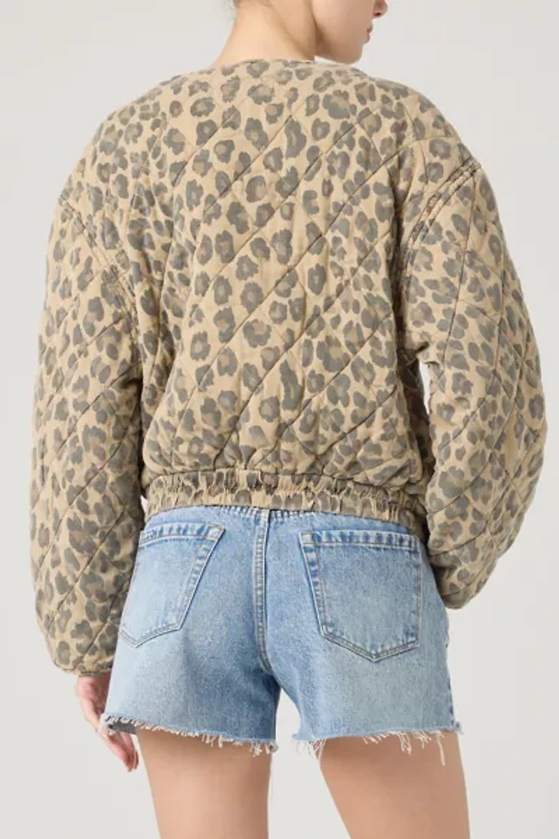 BLANKNYC Spot On Leopard Print Quilted Bomber Jacket