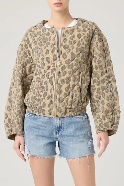 BLANKNYC Spot On Leopard Print Quilted Bomber Jacket