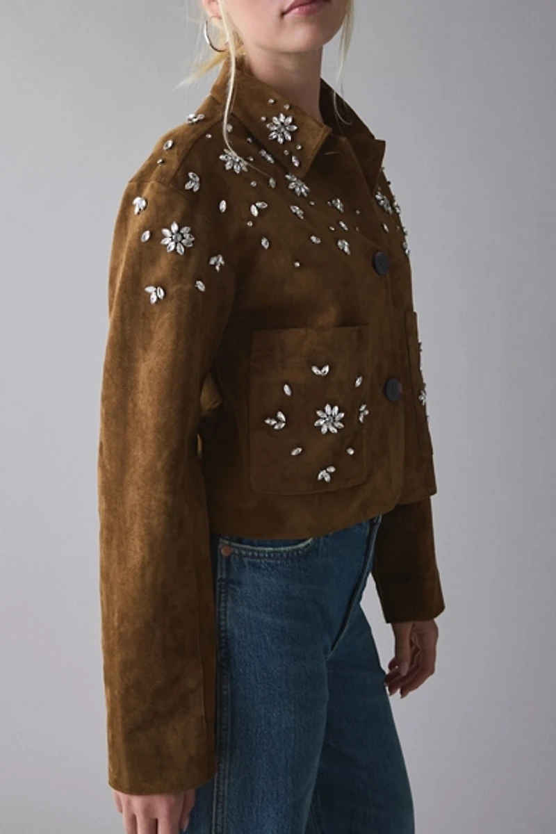 BLANKNYC Favorite Duo Embellished Faux Suede Jacket
