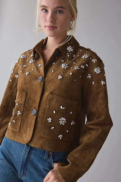 BLANKNYC Favorite Duo Embellished Faux Suede Jacket