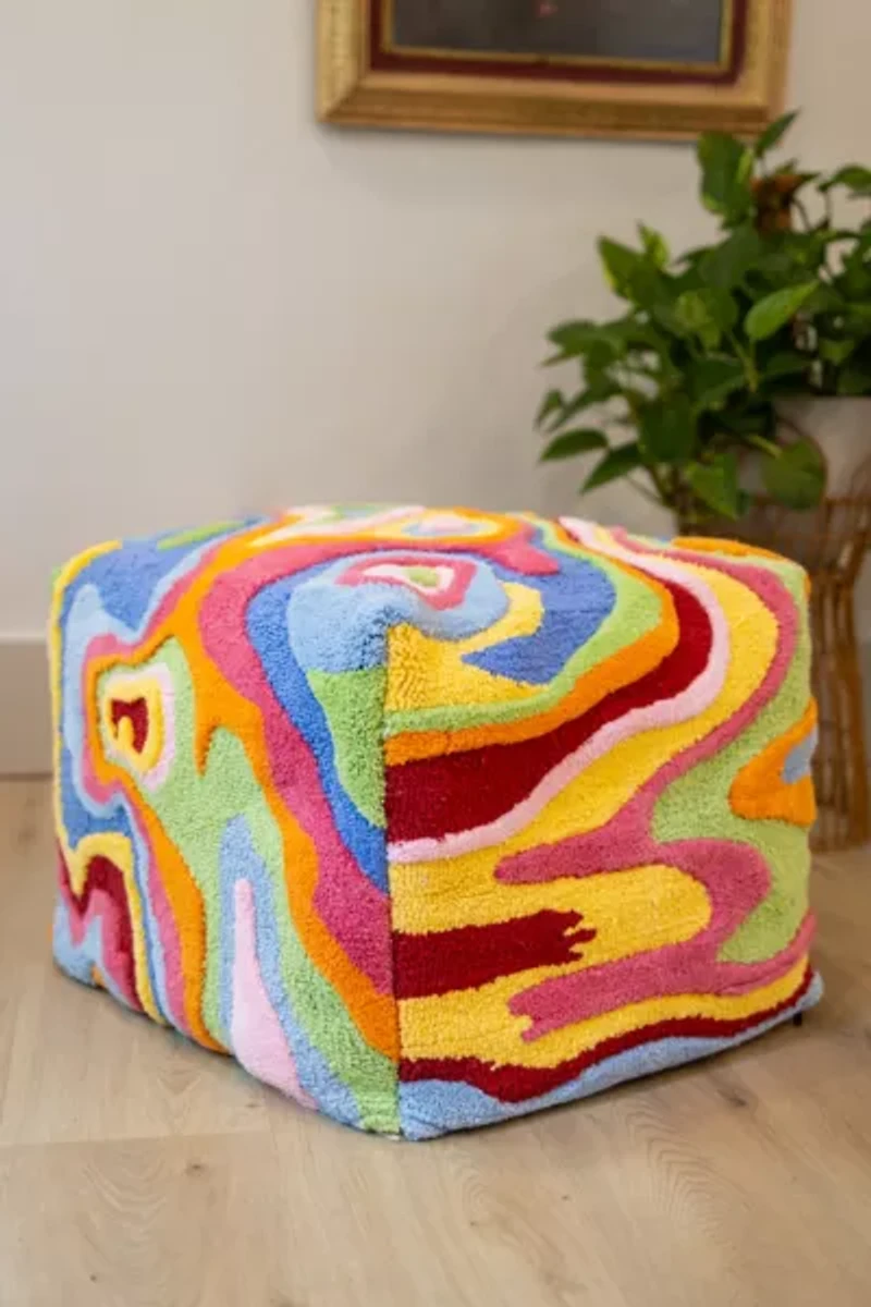 YaYa & Co. Abstract Organic Cotton Pouf