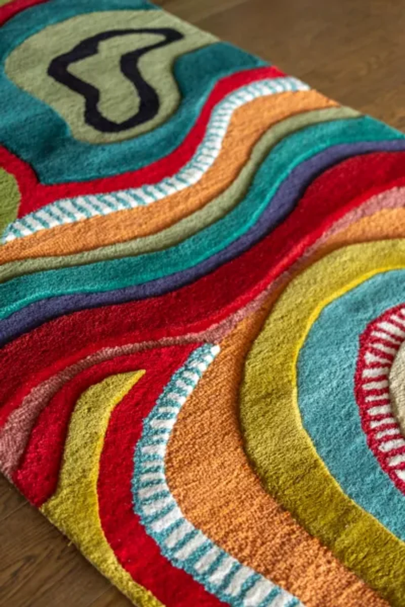 YaYa & Co. Echo Abstract Organic Wool Runner Rug