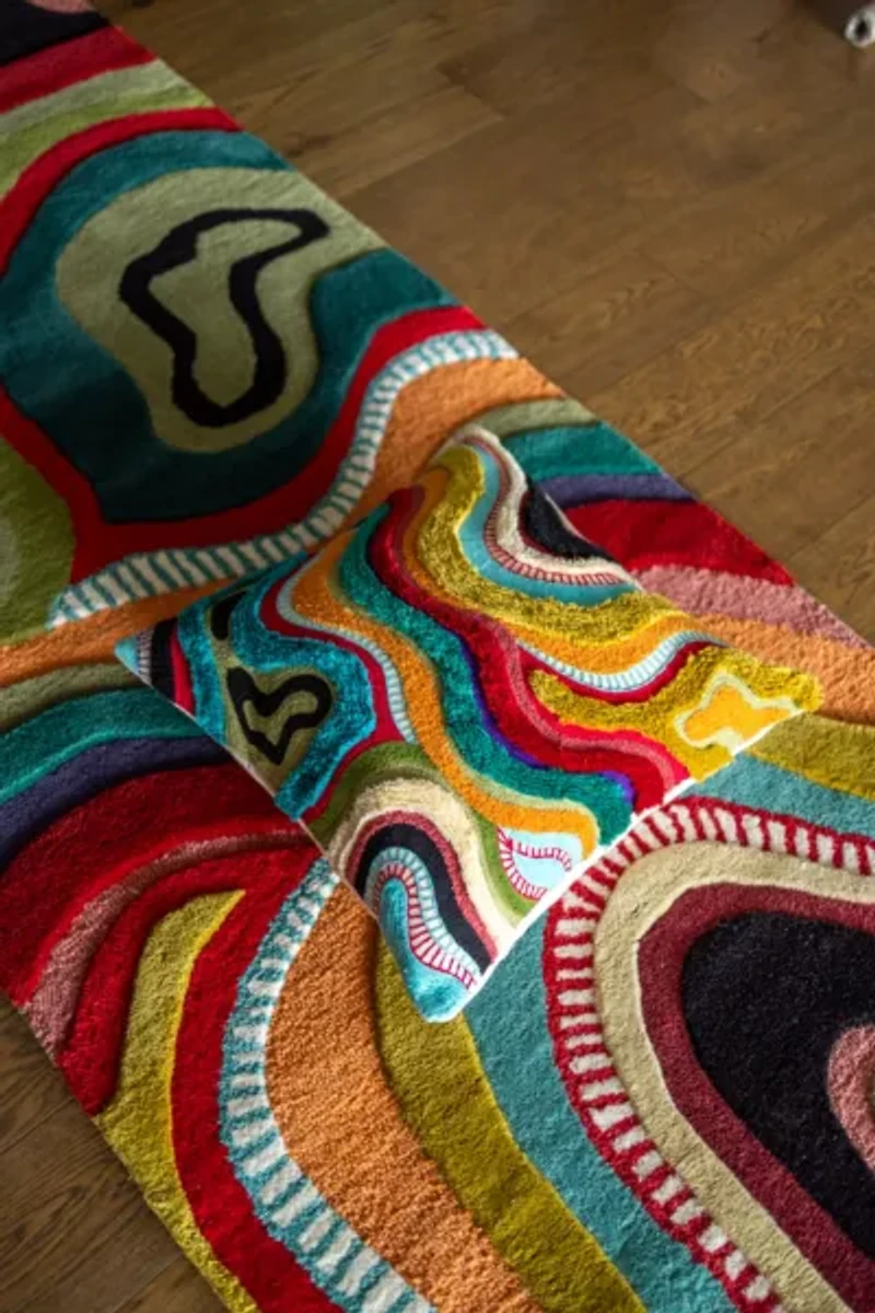 YaYa & Co. Echo Abstract Organic Wool Runner Rug