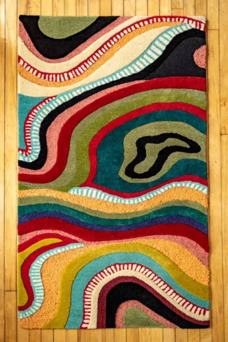 YaYa & Co. Echo Organic Wool Tufted Abstract Rug