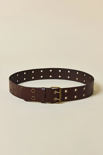 Flower Studded Leather Belt