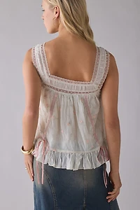 Kimchi Blue Colette Floral Embroidered Ruffle Flounce Cami