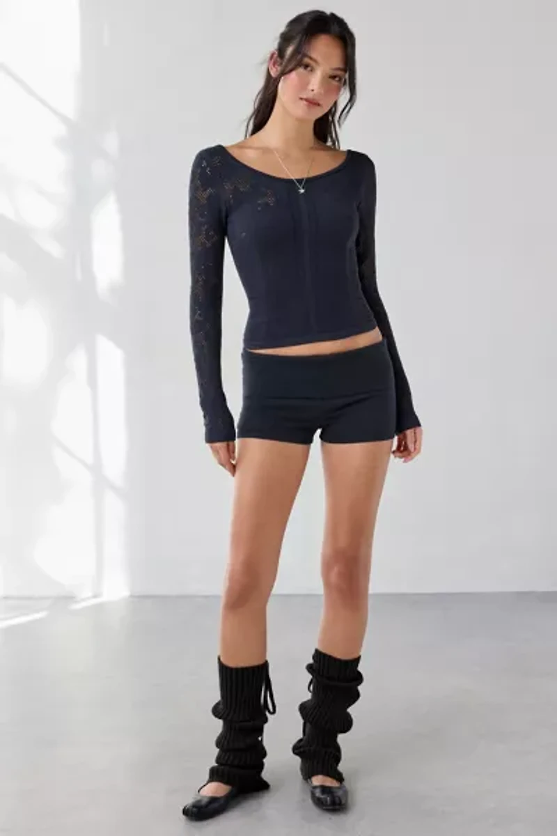 Out From Under Suraya Pointelle + Ribbed Seamless Knit Long Sleeve Top