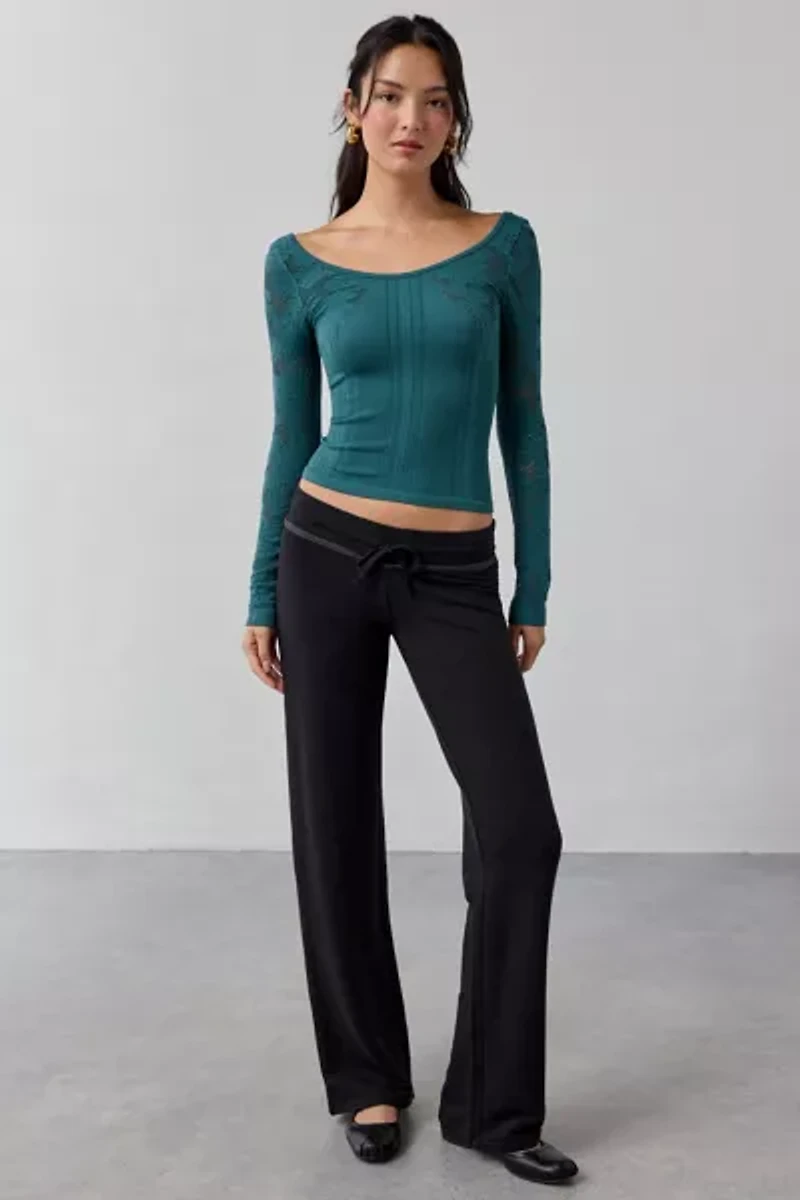 Out From Under Suraya Pointelle + Ribbed Seamless Knit Long Sleeve Top