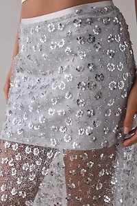 UO Crystal Semi-Sheer Sequin Midi Skirt