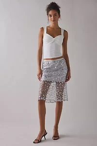 UO Crystal Semi-Sheer Sequin Midi Skirt