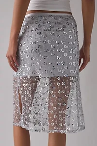 UO Crystal Semi-Sheer Sequin Midi Skirt