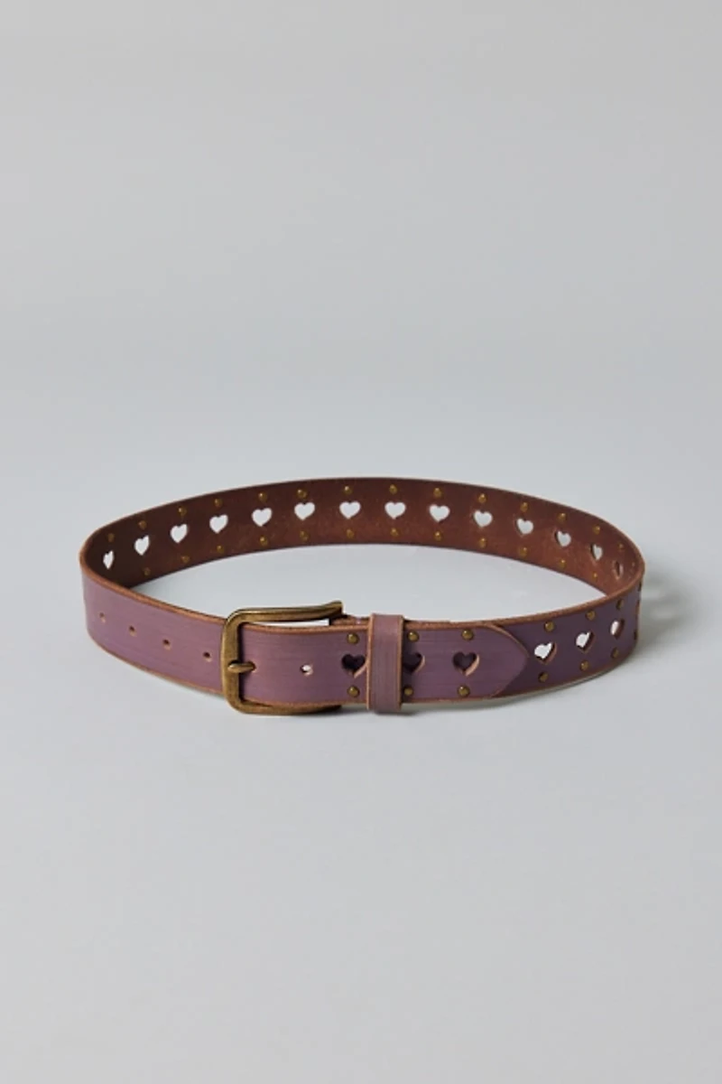 Heart Studded Leather Belt