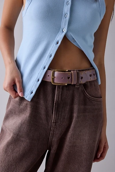 Heart Studded Leather Belt