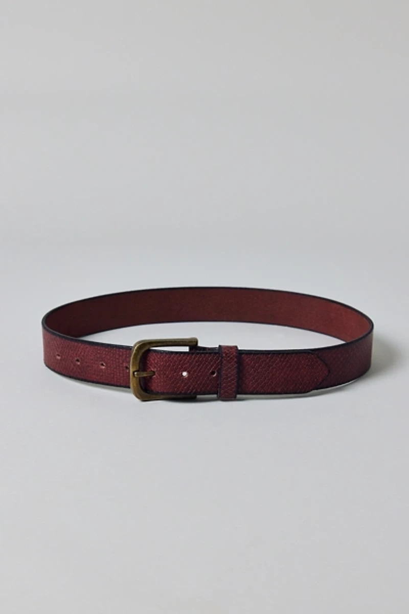 Snakeskin-Embossed Leather Belt