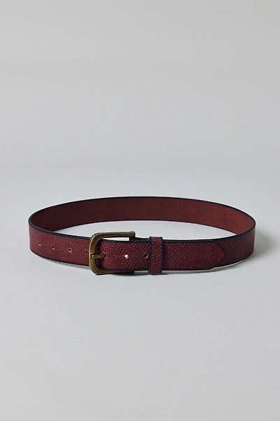 Snakeskin-Embossed Leather Belt