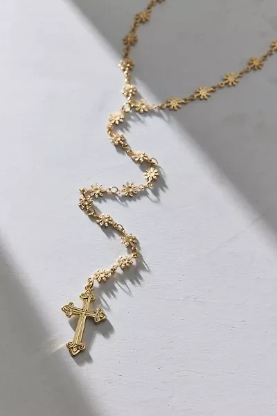 Adelia Cross Pendant Lariat Necklace