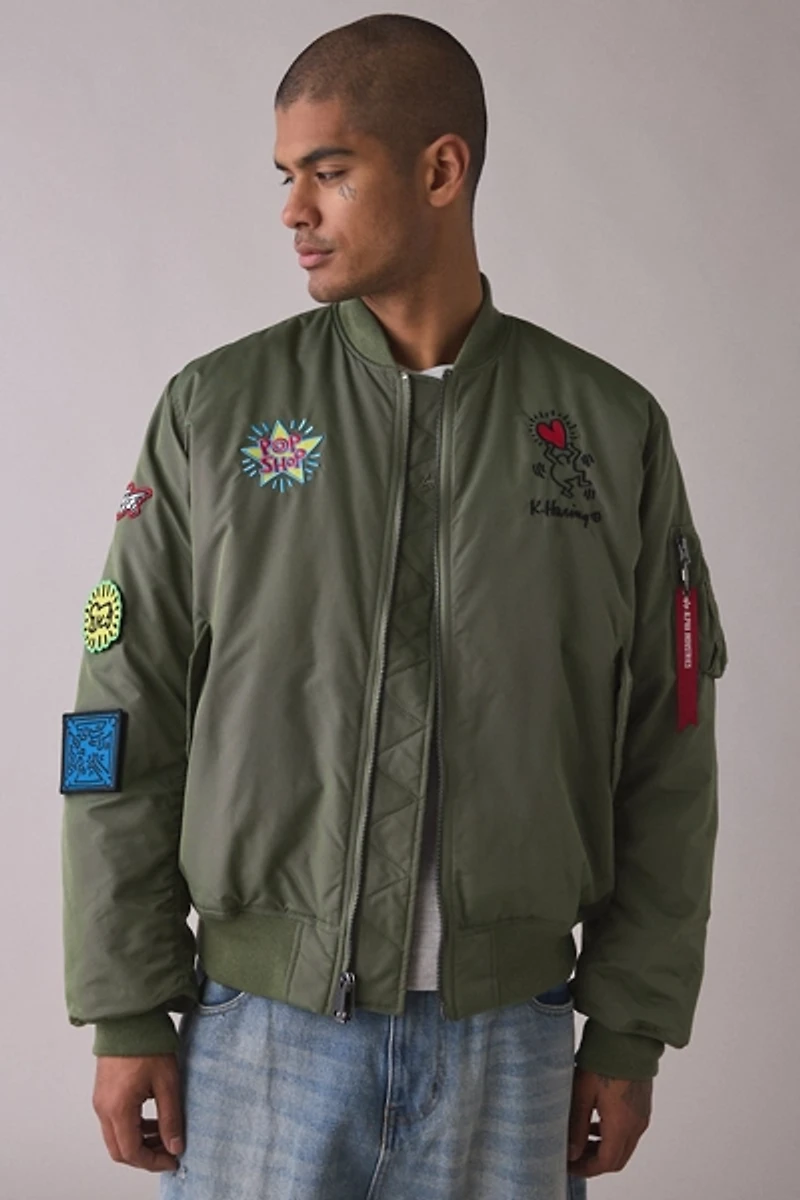Alpha Industries X Keith Haring MA-1 Allover Patch Flight Jacket