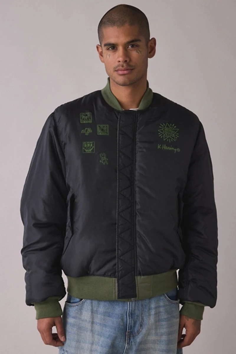 Alpha Industries X Keith Haring MA-1 Allover Patch Flight Jacket