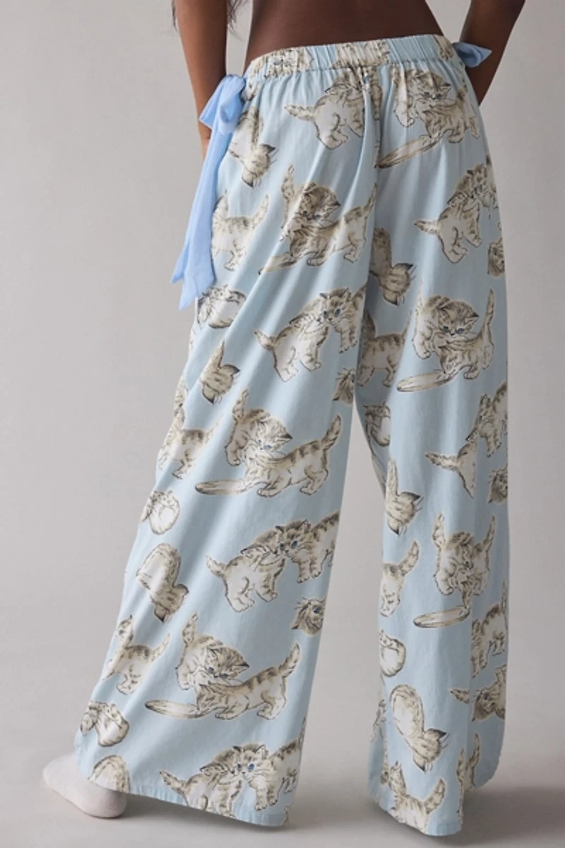 Out From Under Eat Your Heart Side-Tie Bow PJ Pants